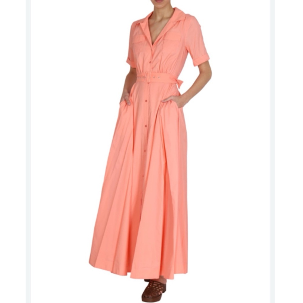 Staud Orange Maxi Shirt Dress